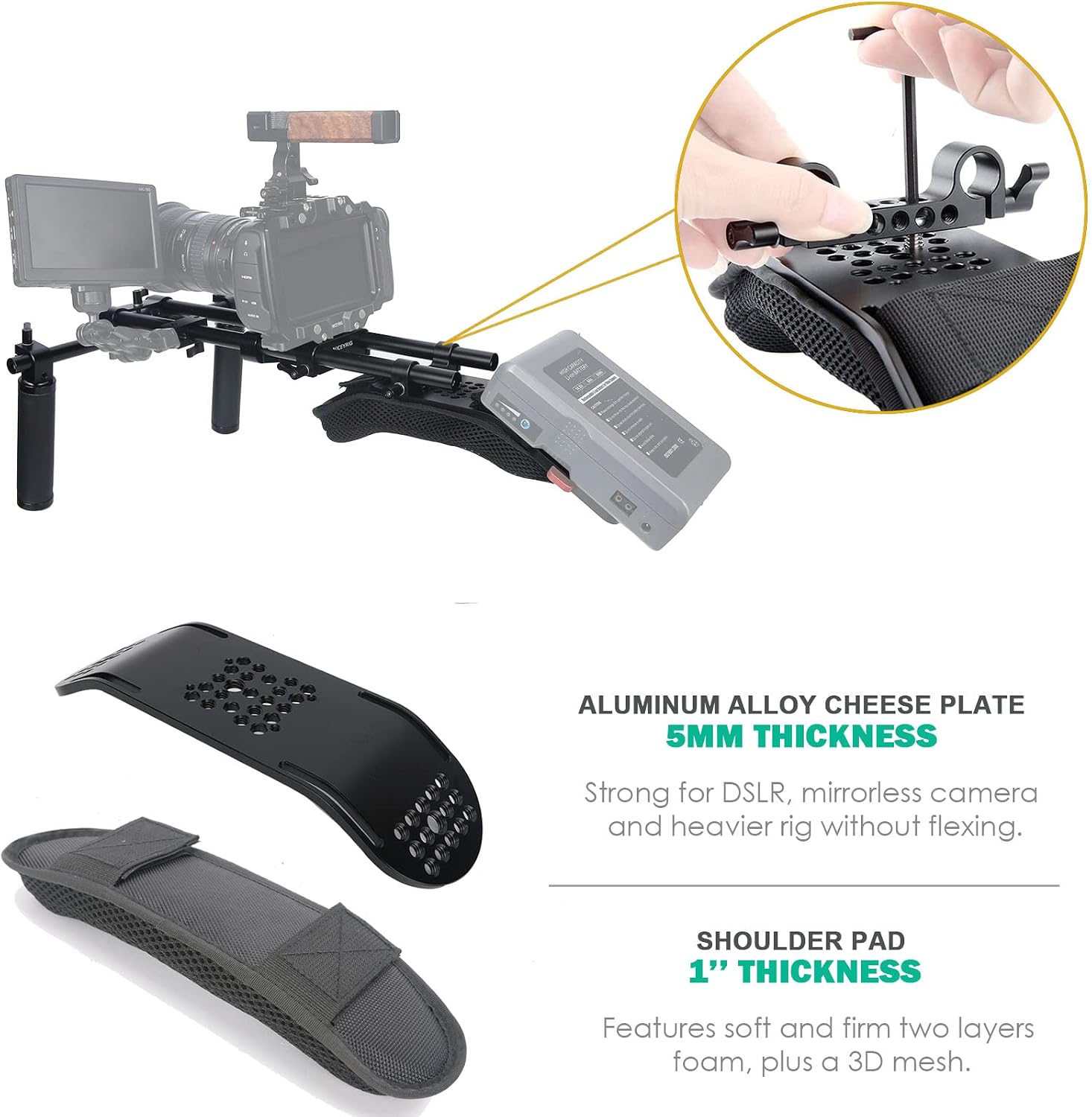 NICEYRIG DSLR 카메라 시네마 캠코더용 숄더  - Shoulder Pad Set In 리뷰 및 가격