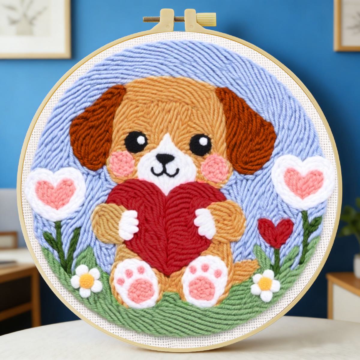 20X20CM/7.87인치 강아지 펀치 니들 자수 세트 - Is Sewing Textile Art 리뷰 및 가격