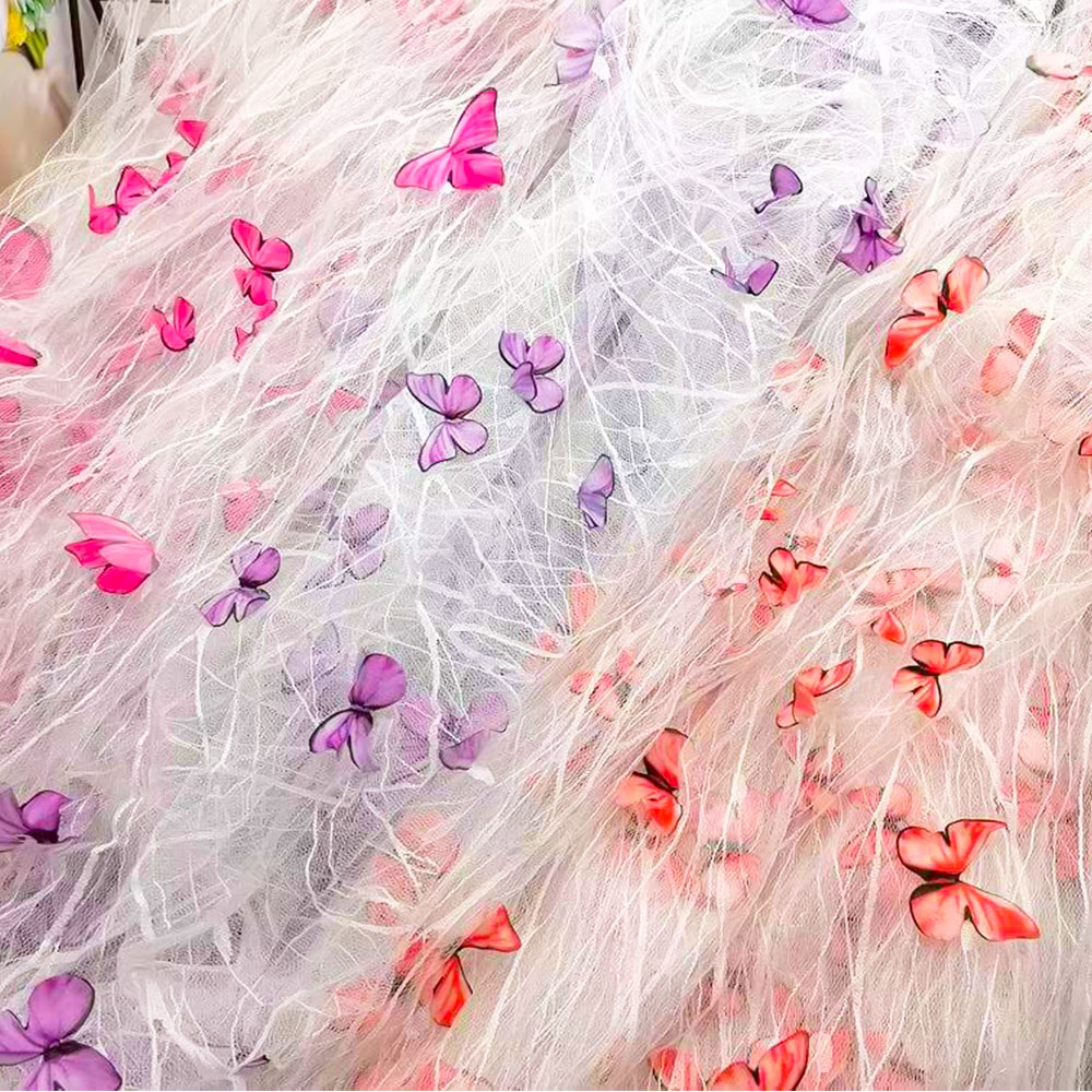 1 야드 3D 생생한 나비 레이스 메쉬 원단 절묘한 자 - Sewing Embroidery Fabric 리뷰 및 가격