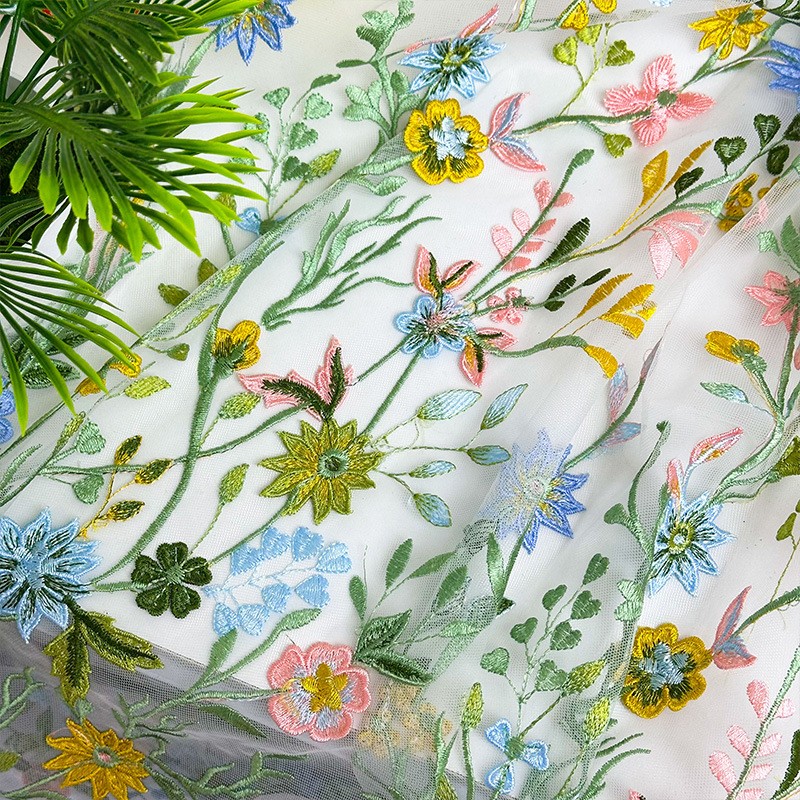 90x130cm 플로럴 바인 자수 튤 레이스 원단 메쉬 - Sewing In Textile 리뷰 및 가격