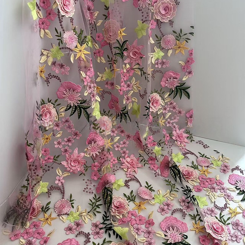 90x130cm 3D 플로럴 자수 튤 레이스 메쉬 원단 - Sewing In Textile 리뷰 및 가격