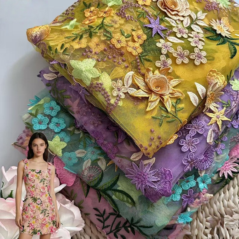 90x130cm 3D 플로럴 자수 튤 레이스 메쉬 원단 - Sewing In Textile 리뷰 및 가격