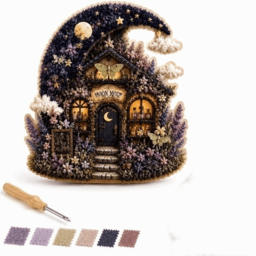 하우스 장면 포크 아트 키트 버섯 코티지 무바느질 섬유 - Is Sewing Textile Art 리뷰 및 가격