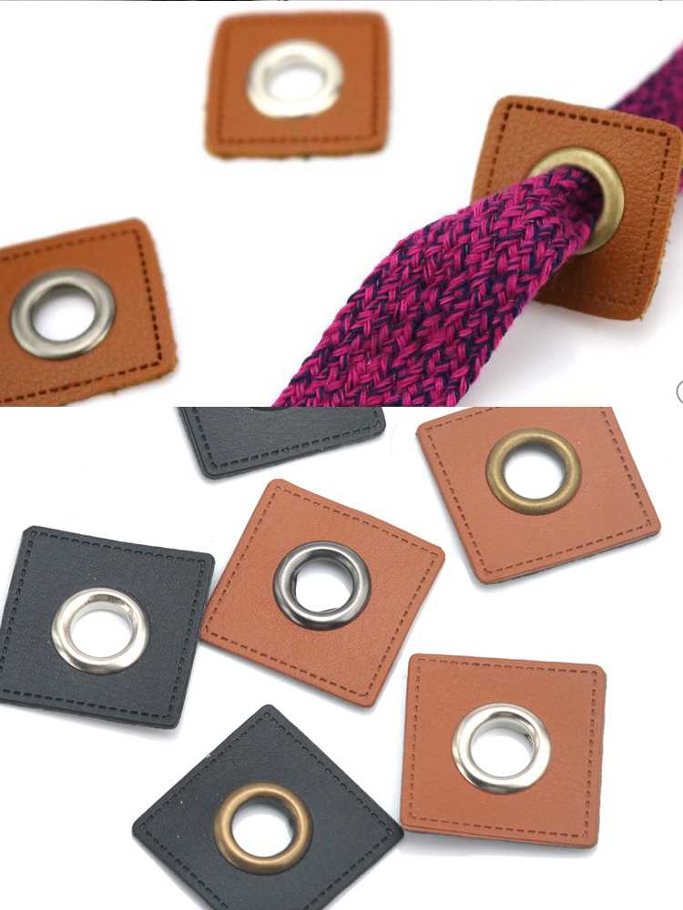 30 개/몫 27/37mm 스퀘어 블랙/브라운 PU 가 - Sewing Label 리뷰 및 가격