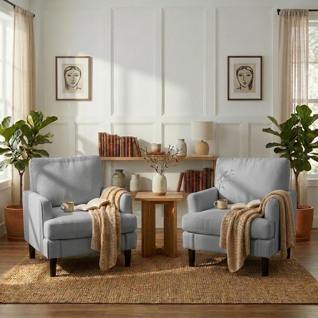 # 미드 센추리 스타일의 편안한 천 소재 암체어 세트, - Century Textile & Sewing Supply 리뷰 및 가격