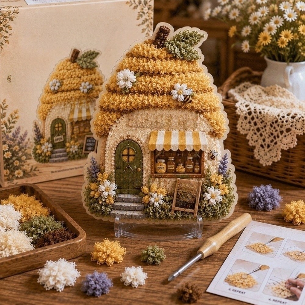 집 안 장면을 표현하는 포케 아트 키트, 버섯집을 쉽게 - Is Sewing Textile Art 리뷰 및 가격